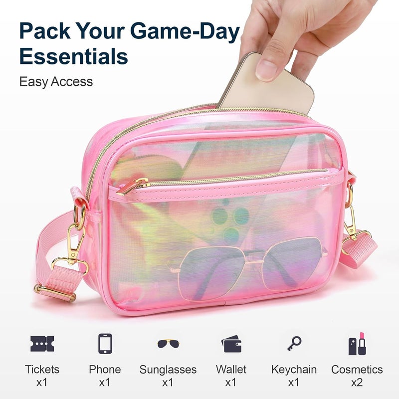 Packism حقيبة شفافة لفعاليات الملعب - حقائب شفافة للنساء لحفلات الملعب وحقيبة كروس بادي ليوم المباراة، الرياضة، المهرجان - Image 5